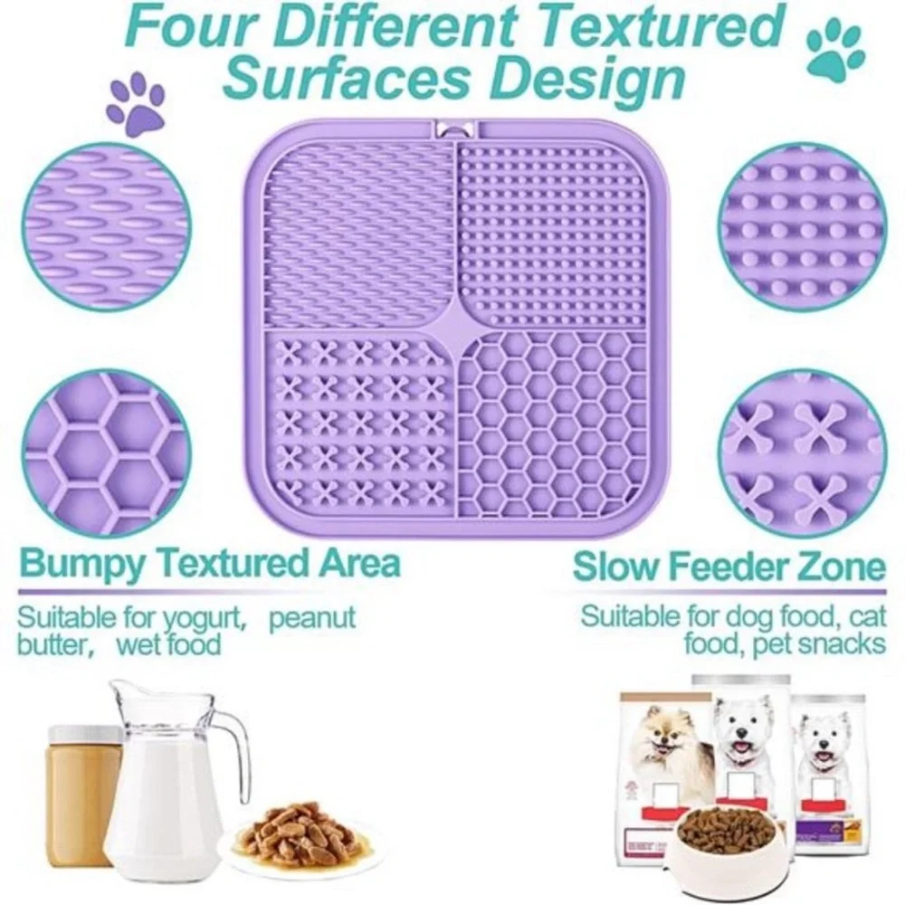 Licking Mat for Dogs & Cats 2 Pack with Suction Cups,Dog Peanut Butter Lick Pads